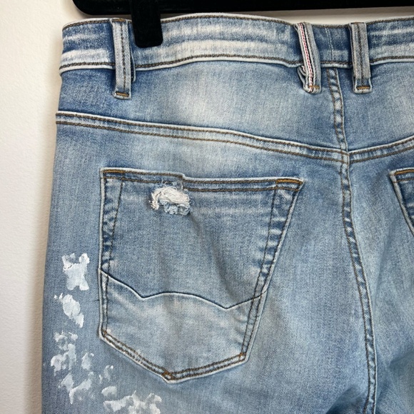 Cult of Individuality Men's Rocker Slim Fit Jeans Blue Paint Splatter Punk 34x33 - Picture 10 of 16